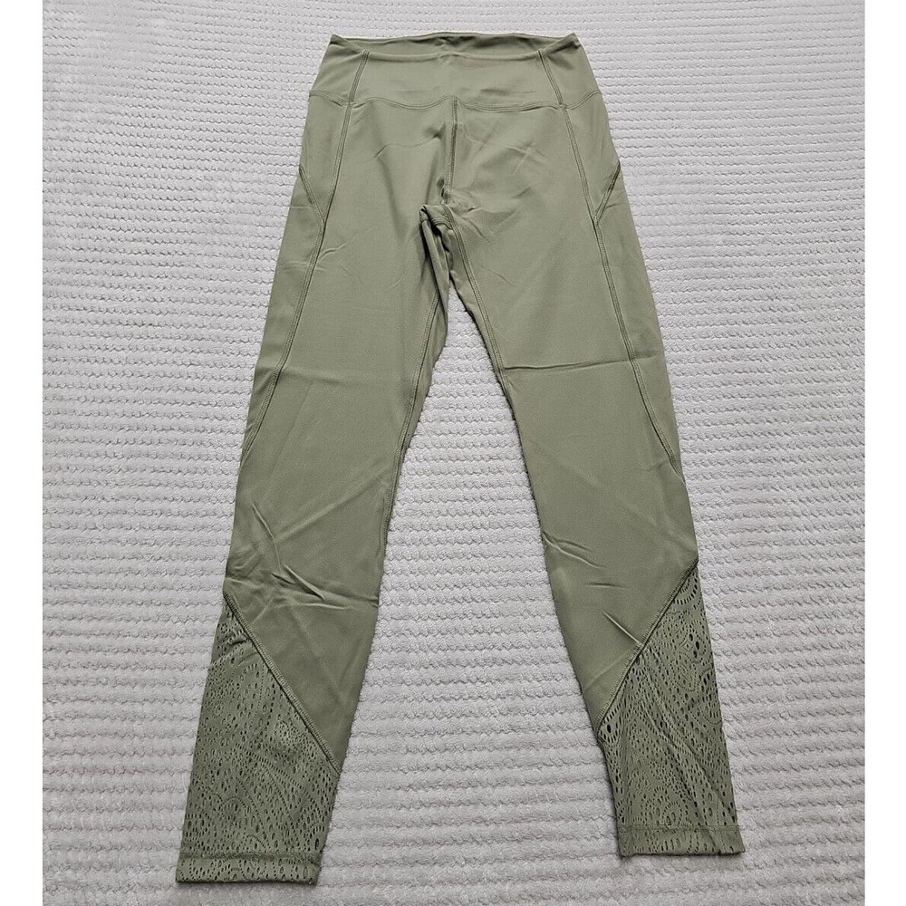 Victorias Secret Pink Sport Leggings Womens Small Green High Rise Mesh Bottom
